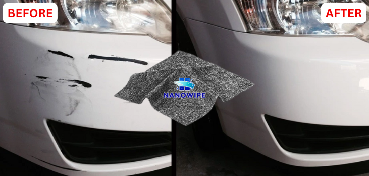 Before/After image, NanoWipe in the middle